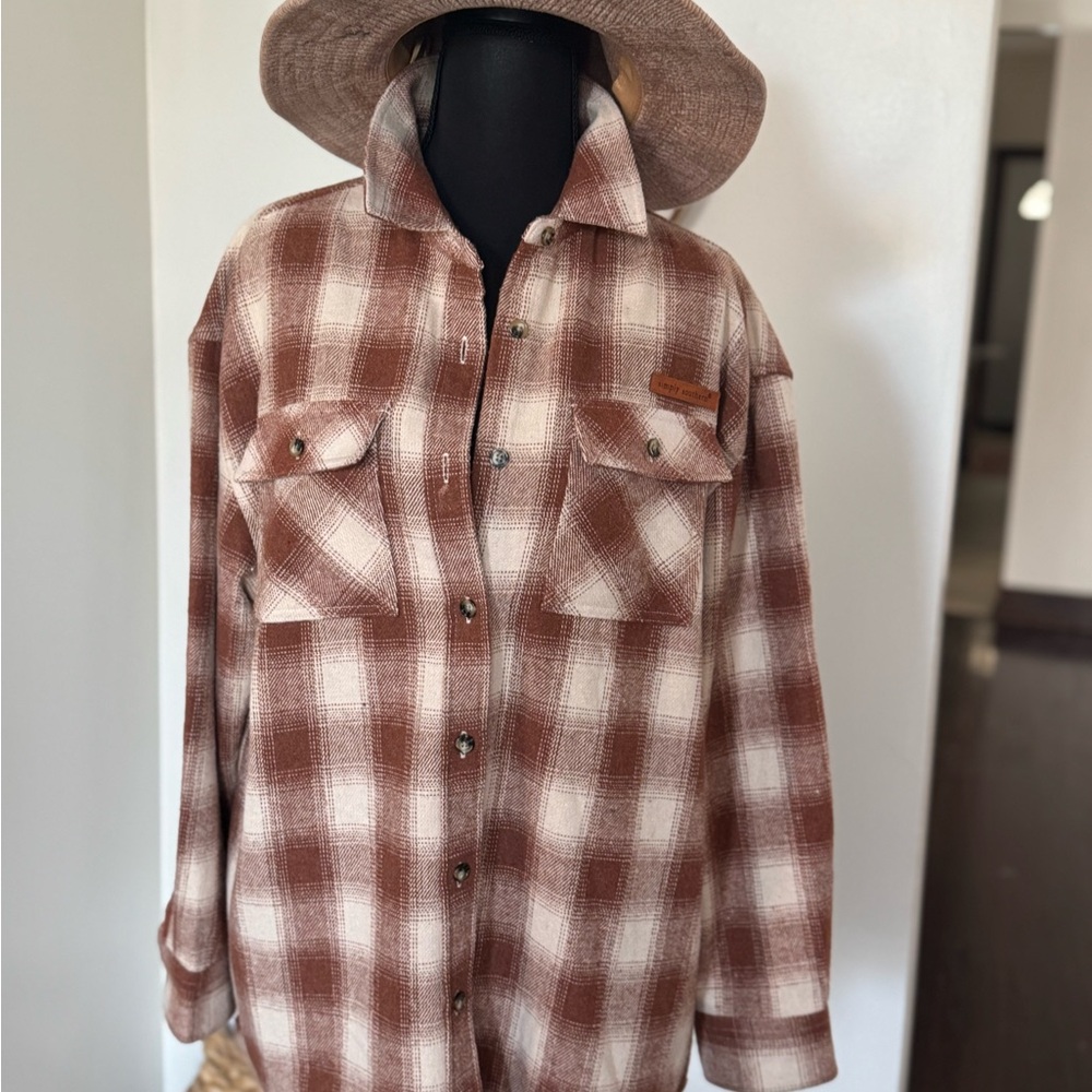Simply Southern Brown Plaid Button Down Shirt - Picture 12 of 15